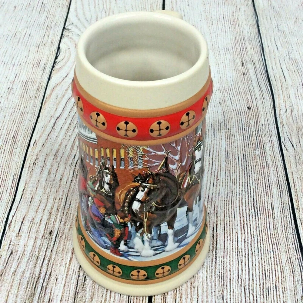1994 Anheuser Busch Budweiser Holiday Christmas Clydesdales Horses Beer Stein